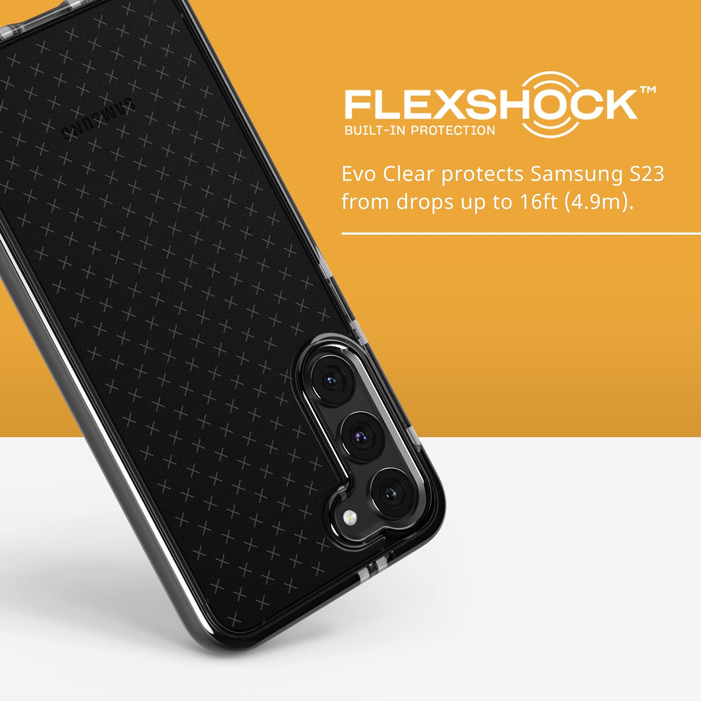 Tech21 Evo Check For Samsung Galaxy S23 Plus - Smokey Black 16Ft Drop Protecion Shockproof Shock-Resistant And Scratch-Resistant