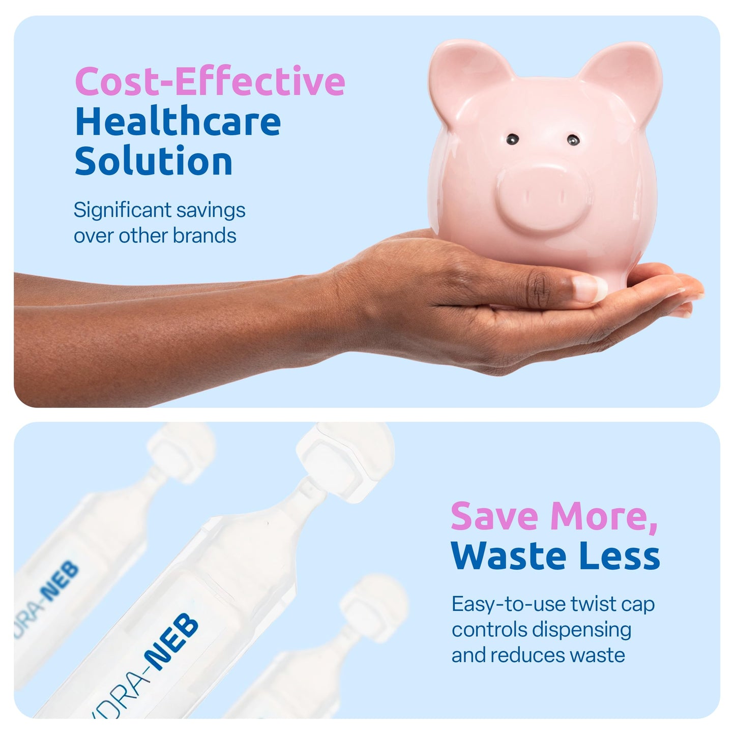 Hydra-Neb 0.9% Saline Solution for Nebulizer and Moisturizing of The Airways - Sodium Chloride 0.9% for Nose & Eyes, Nasal Cleanse for Adults and All Ages - 50ml / 1.69 fl oz