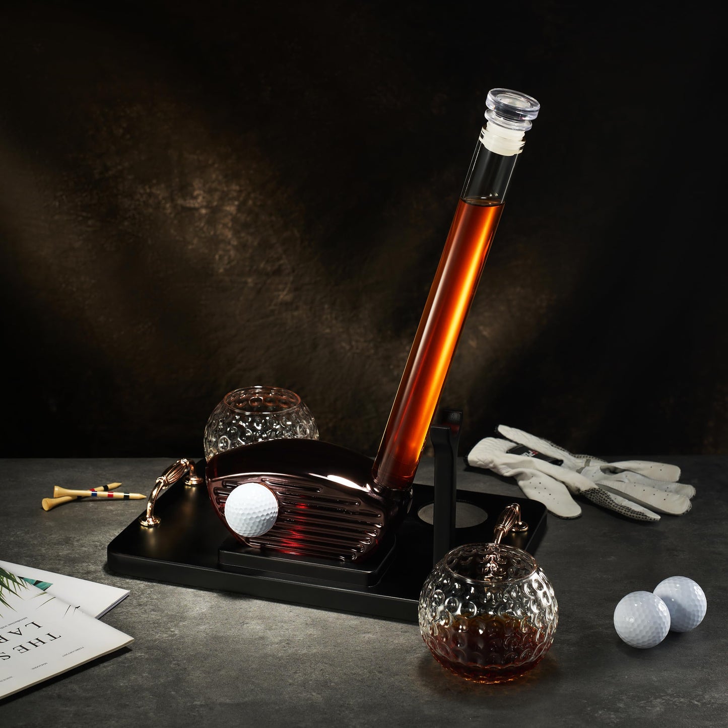 Golf Club Whiskey Decanter and 2 Liquor Glasses - 29 OZ Decanter & 15 OZ Glass Set - Golf Stick Gifts for Men, Unique Liquor Decanter Set - Bourbon, Scotch Decanter for Alcohol, Golfer Gifts for Dad