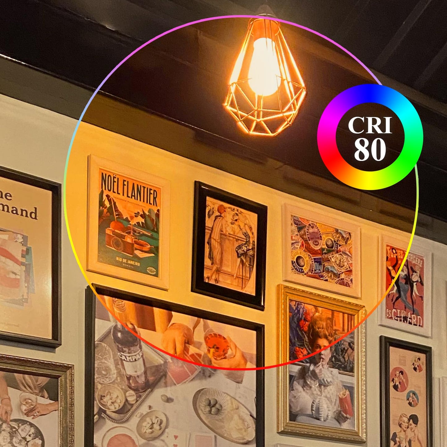 DiCUNO E26 Edison Bulbs 60W, 2200K Amber Warm, 6W LED Edison Bulb ST64, Amber Glass, Vintage LED Light for Home, 600LM, Non-Dimmable, CRI 80, Pack of 2