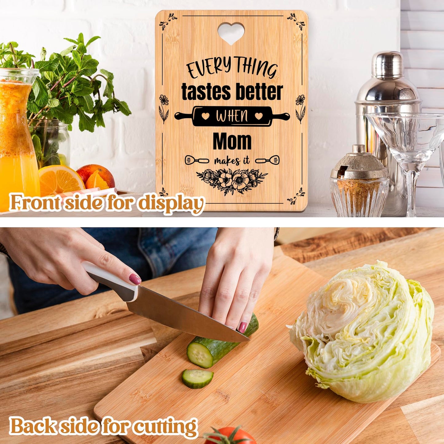 Mom Birthday Gifts, Birthday Gifts for Mom on Her Birthday - Engraved Bamboo Cutting Board - Mom Gifts from Daughters Son, Mothers Day Gifts for Mom