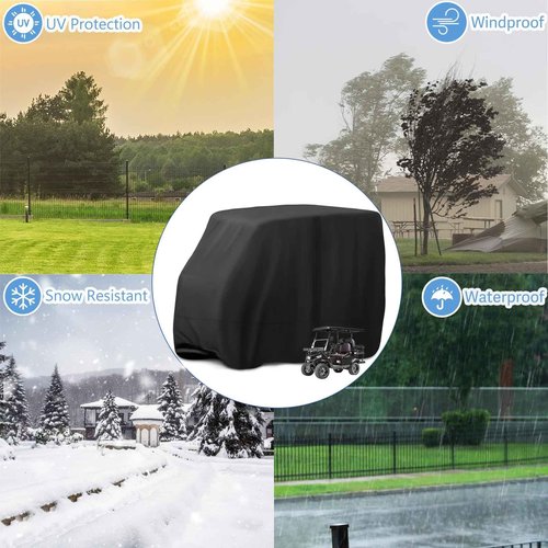 Jungda Golf Cart Cover,Waterproof Universal 4 Passenger Golf Cart Covers,Golf Cart Accessories for Outdoor Storage Protective - 120"L x 55"W x 78"H