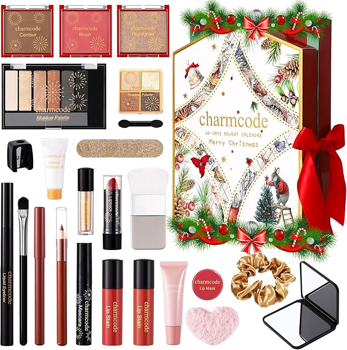 Makeup Advent Calendar 2025, 24 Days Christmas Countdown Calendar Gift Set for Adult Women Teen Girls, Xmas Holiday Beauty & Cosmetic Surprise Make up Kit for Women Full Kit