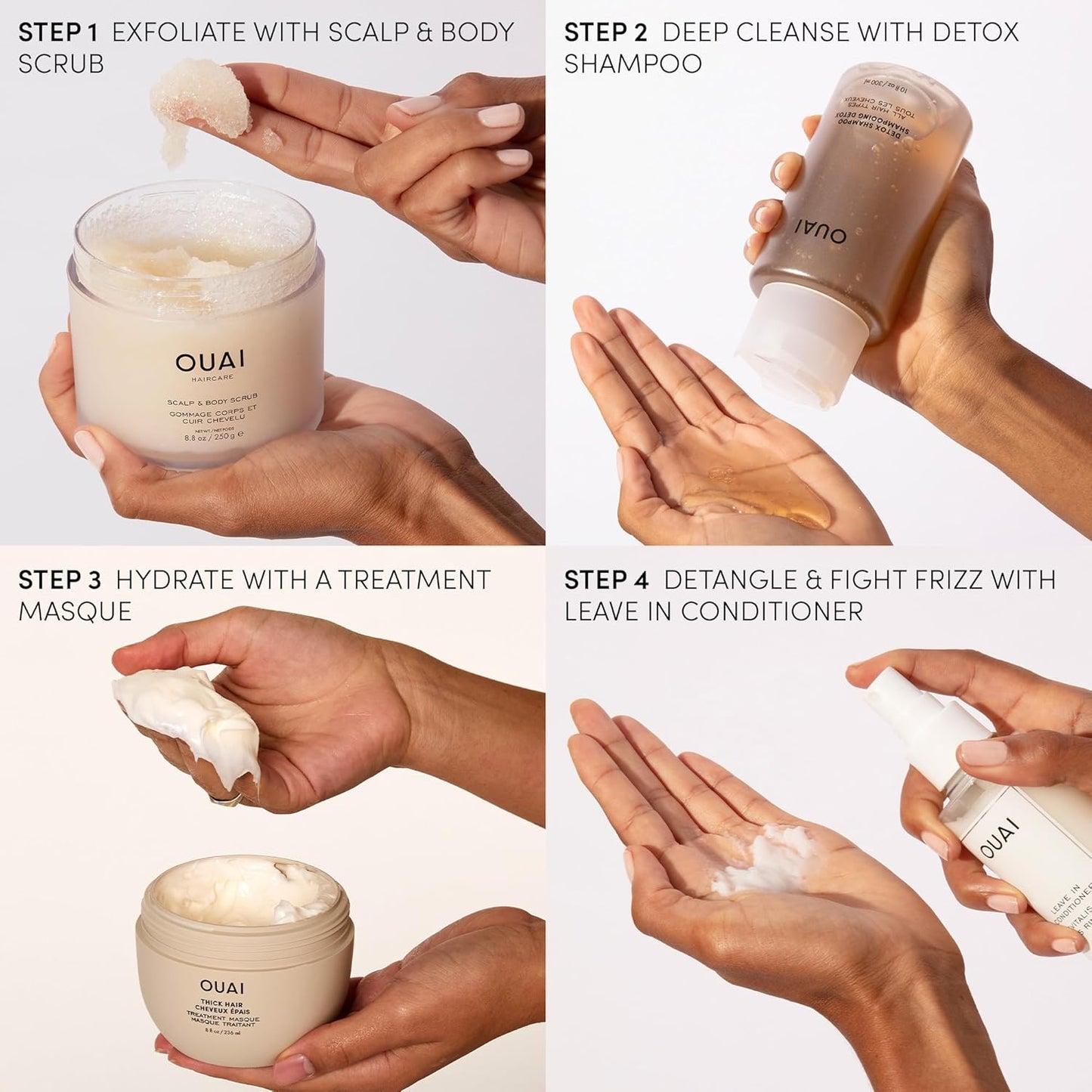OUAI Detox Shampoo - Clarifying Shampoo for Build Up, Dirt, Oil, Product and Hard Water - Apple Cider Vinegar & Keratin for Clean, Refreshed Hair - Sulfate-Free Hair Care (16 oz)