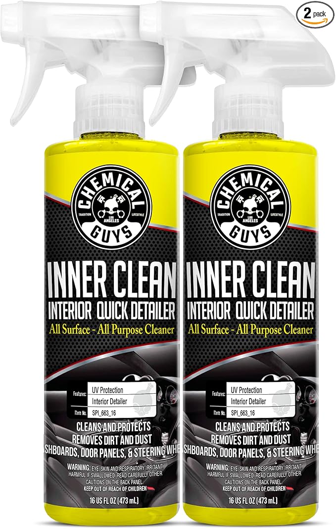 Chemical Guys SPI_663_1602 InnerClean Interior Quick Detailer and Protectant, Pineapple Scent, Safe for Cars, Trucks, SUVs, Jeeps, Motorcycles, RVs & More, 16 fl oz, 2 Pack