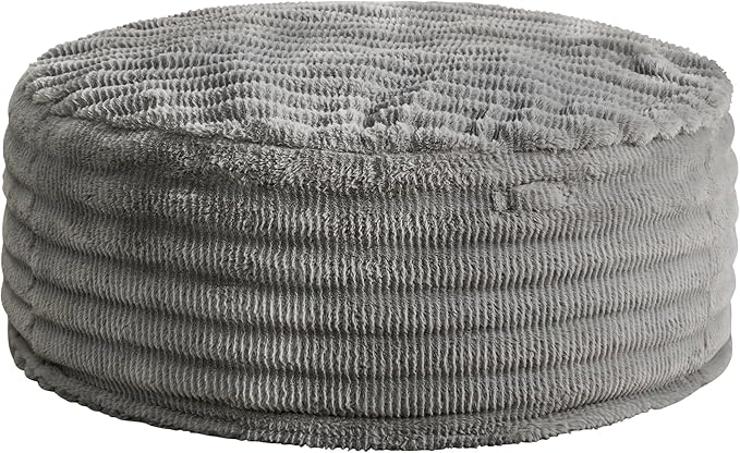 Hobestluk Bean Bag Chairs Beanbag Chair with Filler Adult Bean Bags with Fluffy Ripple Cover, Giant Bean Bag Chairs for Adults (Grey, 5FT - 50" x 50" x 24")