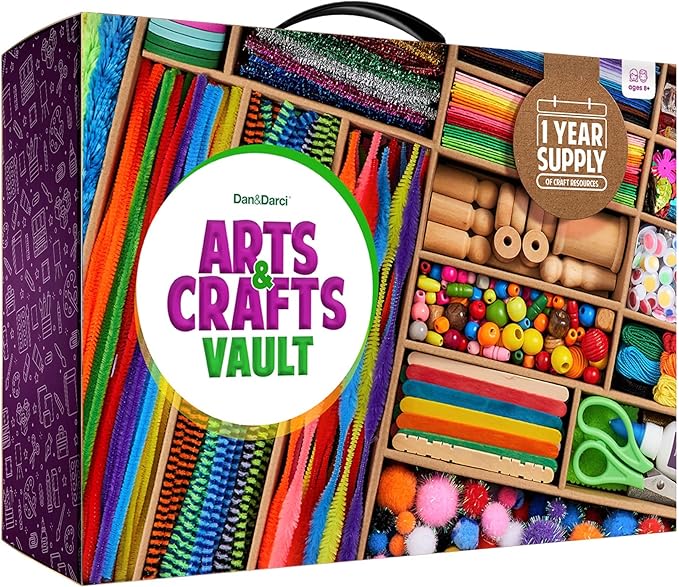 Dan&Darci Arts and Crafts Vault - Craft Supplies Kit in a Box - Christmas Gift for Kids Ages 4 5 6 7 8 9 10 11 & 12 Year O...