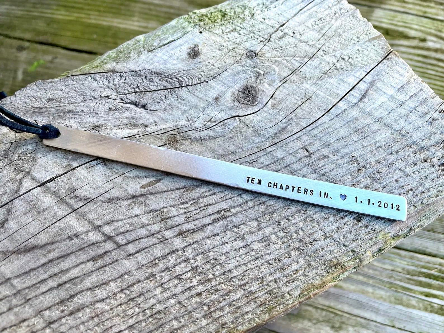 10th Anniversary Gift in Tin/Aluminum. Tenth Anniversary Bookmark Gift, Personalized Custom Bookmark in Aluminum