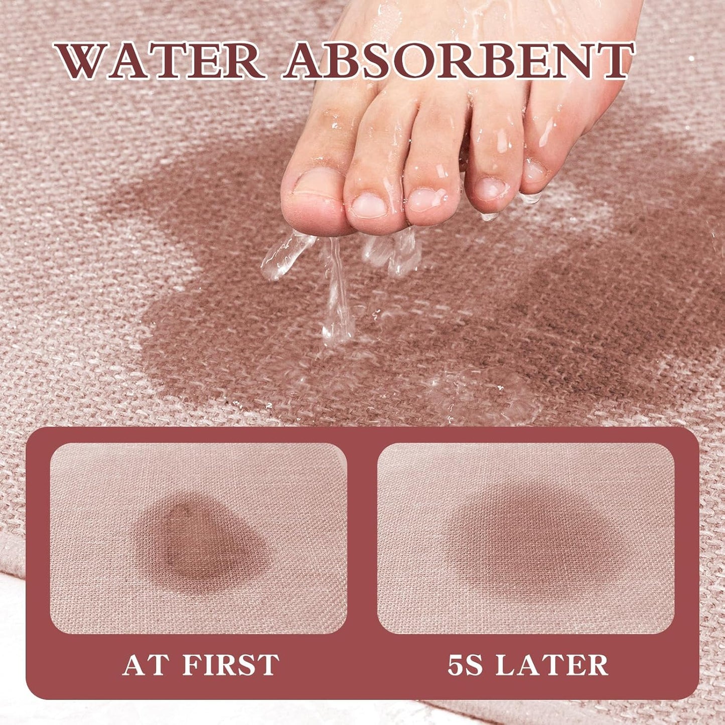 chakme Bathroom Rugs Mat 32x17, Ultra Thin Non Slip Bath Mat Quick Dry Absorbent Bath Mat for Bathroom Floor, (Pink, 32"x17")