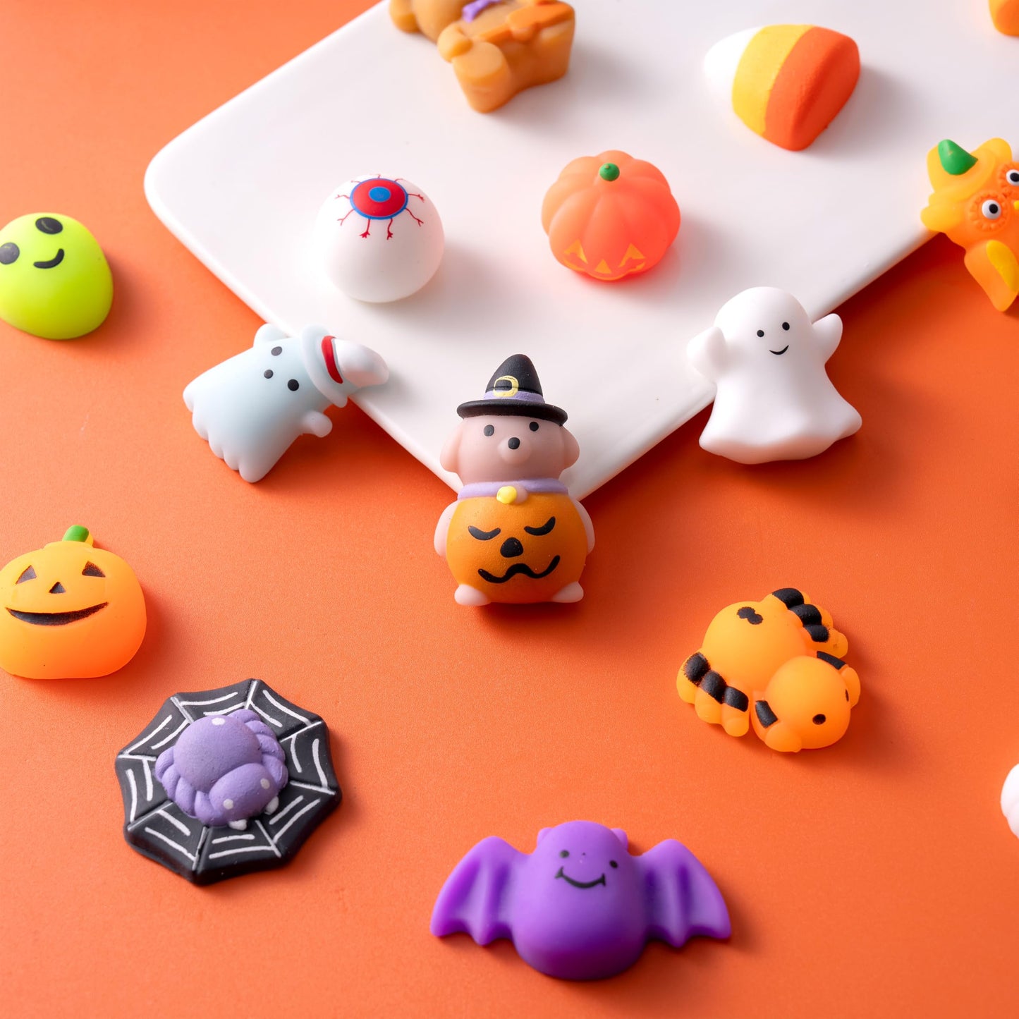 JOYIN 28 Pcs Halloween Mochi Squishy Toys, Halloween Toys for Halloween Party Favors, Halloween Sensory Stress Relief Toys Bulk, Trick or Treats Classroom Prizes Gifts Goodie Bag Fillers