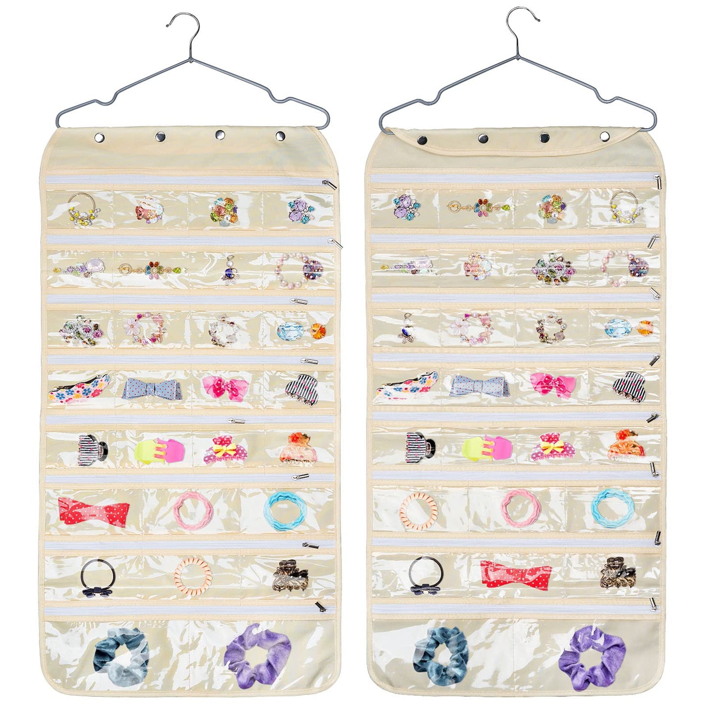 Luney Hanging Jewelry Organizer with Zippers, 56 Pockets Earring Holder Organizer with Pockets for Woman, for Hanging Earrings,
