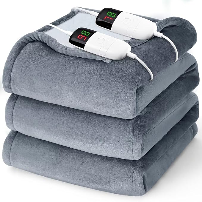 Heated Electric Blanket King Size - 90" x 100" Heating Blanket with Dual Control, 10 Heating Levels & 8 Hours Auto Off, Soft Warm Blanket, Christmas Birthday Gifts for Senior Grandma