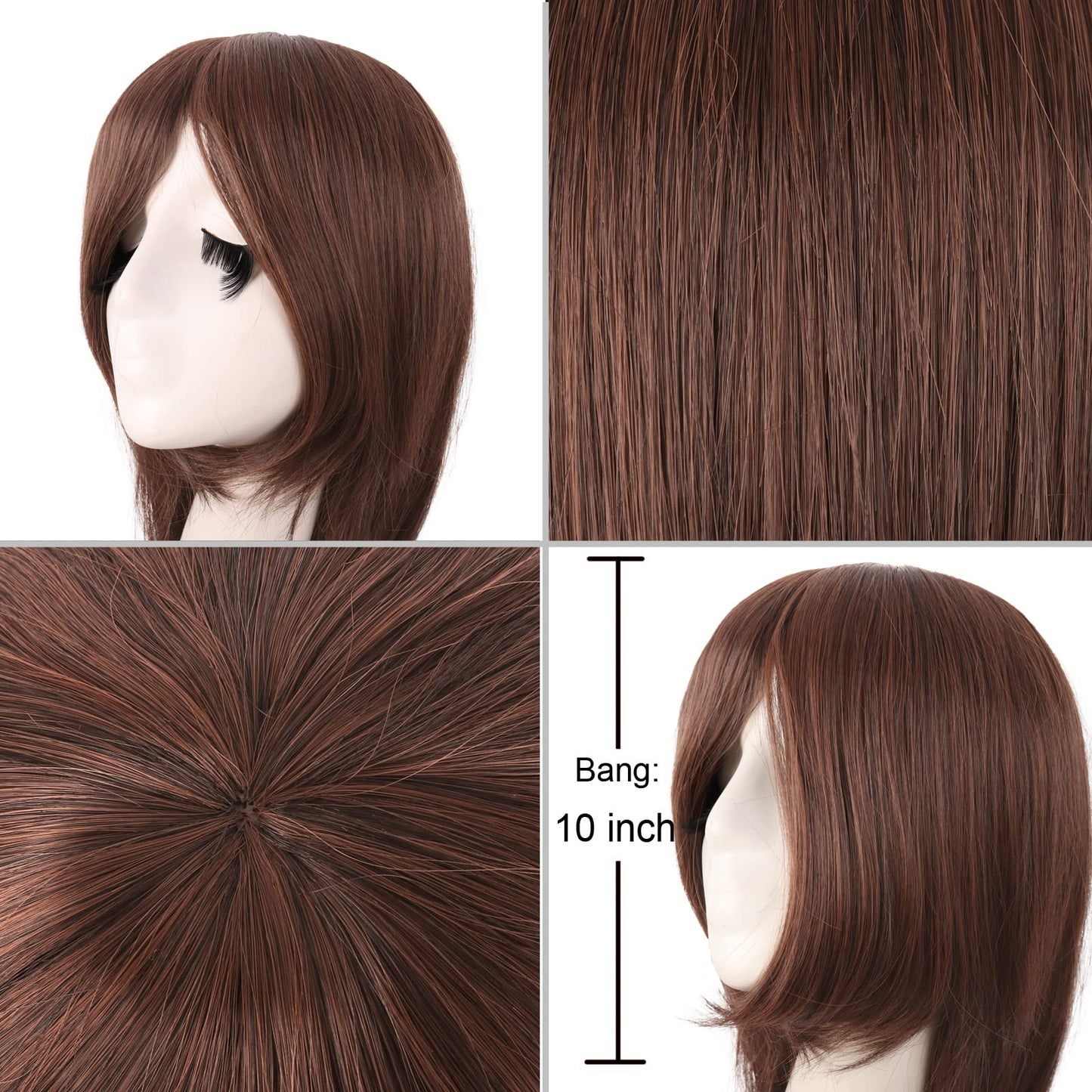 MapofBeauty 40 100cm Anime Costume Long Straight Cosplay Wig Party Wig (Dark Brown)