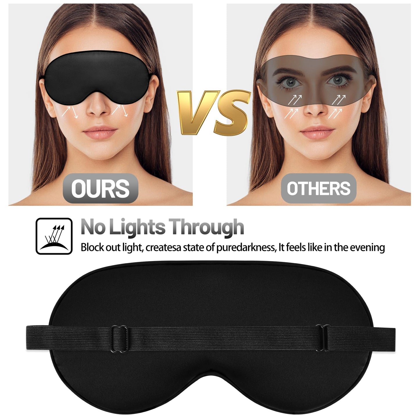 Silk Sleep Mask for Sleeping with Adjustable Strap, Satin Blackout for Men&Women, Comfortable Blindfold Eyeshade for Night Sleep (Black,Blue,Green)