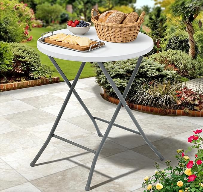 24 Inch,Portable Folding Bar Table,Folding Table Suitable for Indoor/Outdoor Use, Perfect for Courtyards, Gatherings, and Corners, White