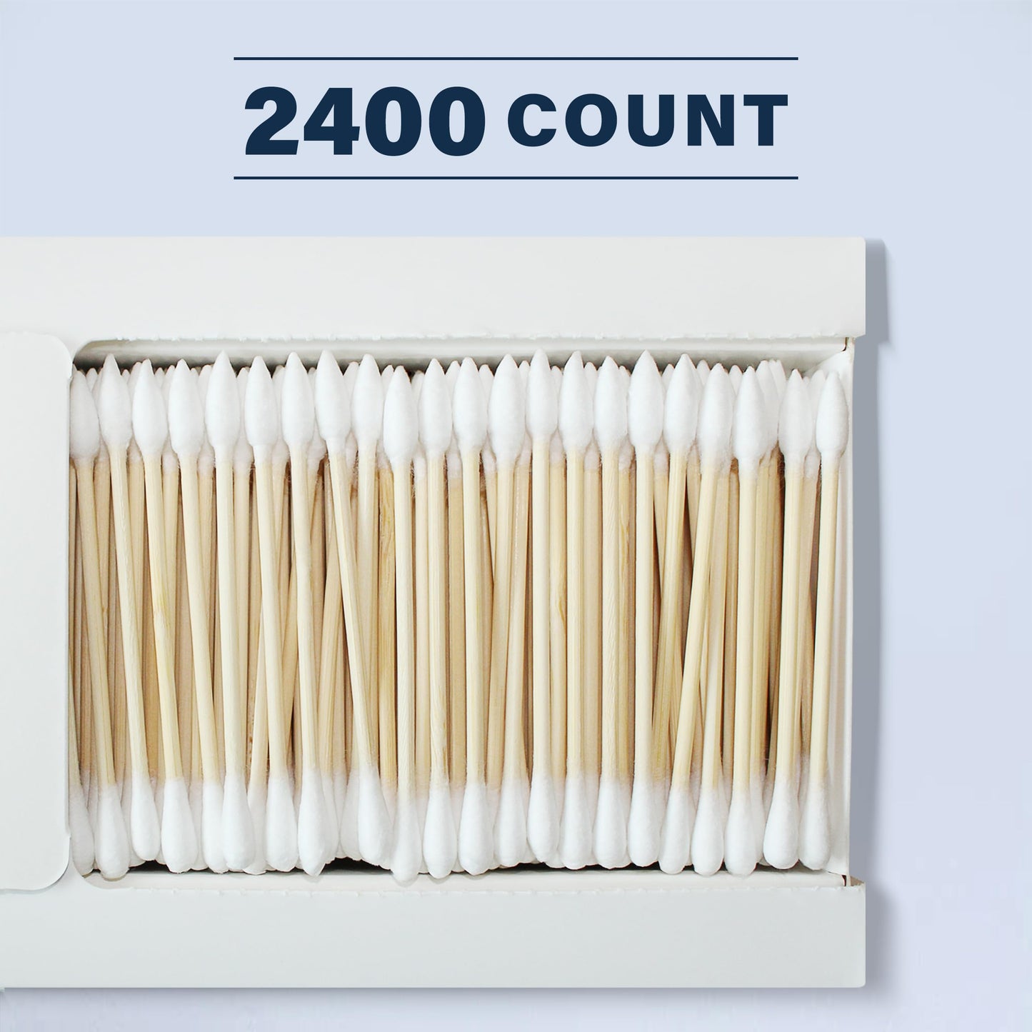 WOWOTEX Bamboo Cotton Swabs 2400 Count/4 Box, One Pointed Tip and One Rounded Tip, Biodegradable Cotton Buds with Organic Bamboo