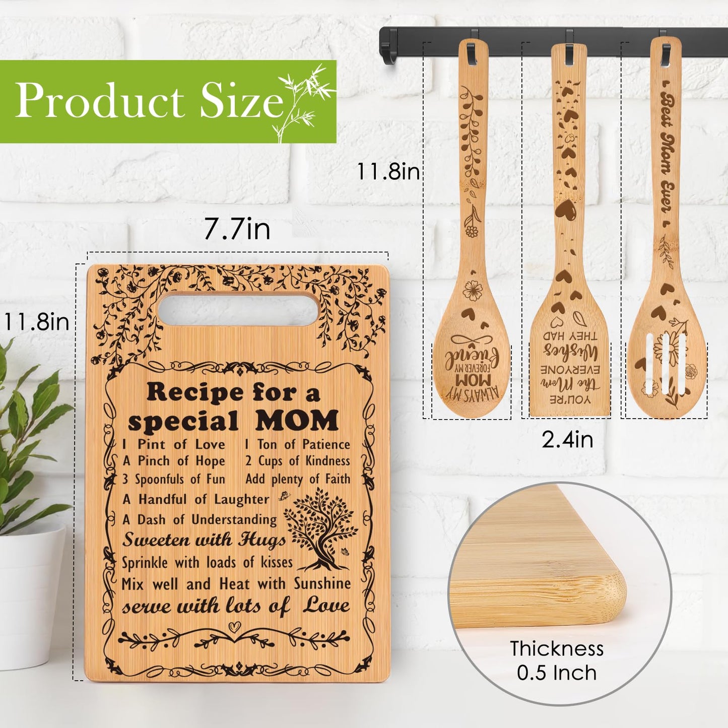 Birthday Gift for Mom Christmas Birthday Gifts from Daughter Son, I Love Mom Best Mom Ever New Single Moms Cool Christmas Mother's Day Gifts from Daughter Cutting Boards Unique Mom Gift