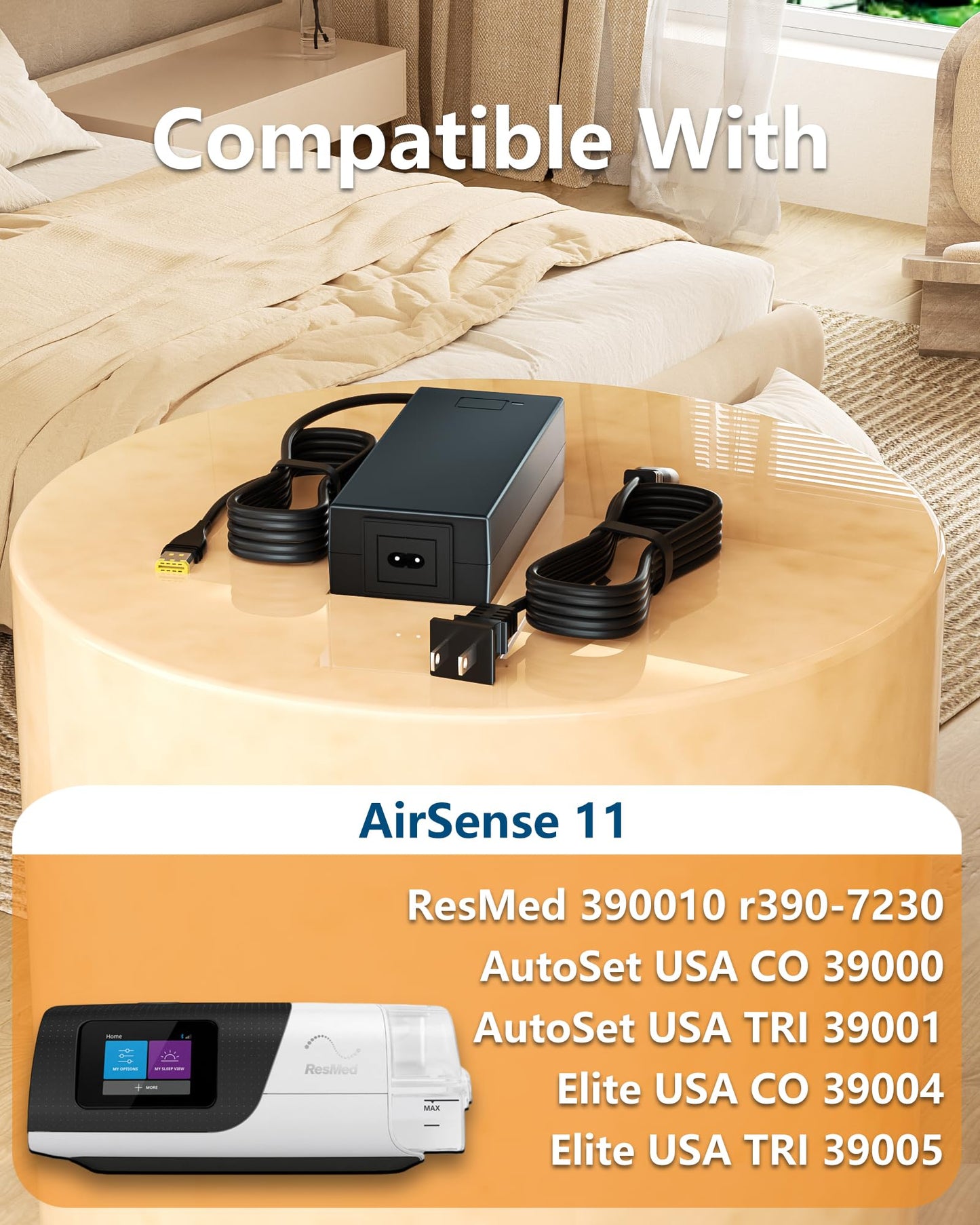 WUKUR Replacment for Resmed Airsense 11 Power Cord Compatible with ResMed AirSense 11/ResMed AirSense 11 AutoSet/ResMed AirSense 11 CPAP/ResMed AirSense 11 Elite/ResMed AirMini CPAP Machine