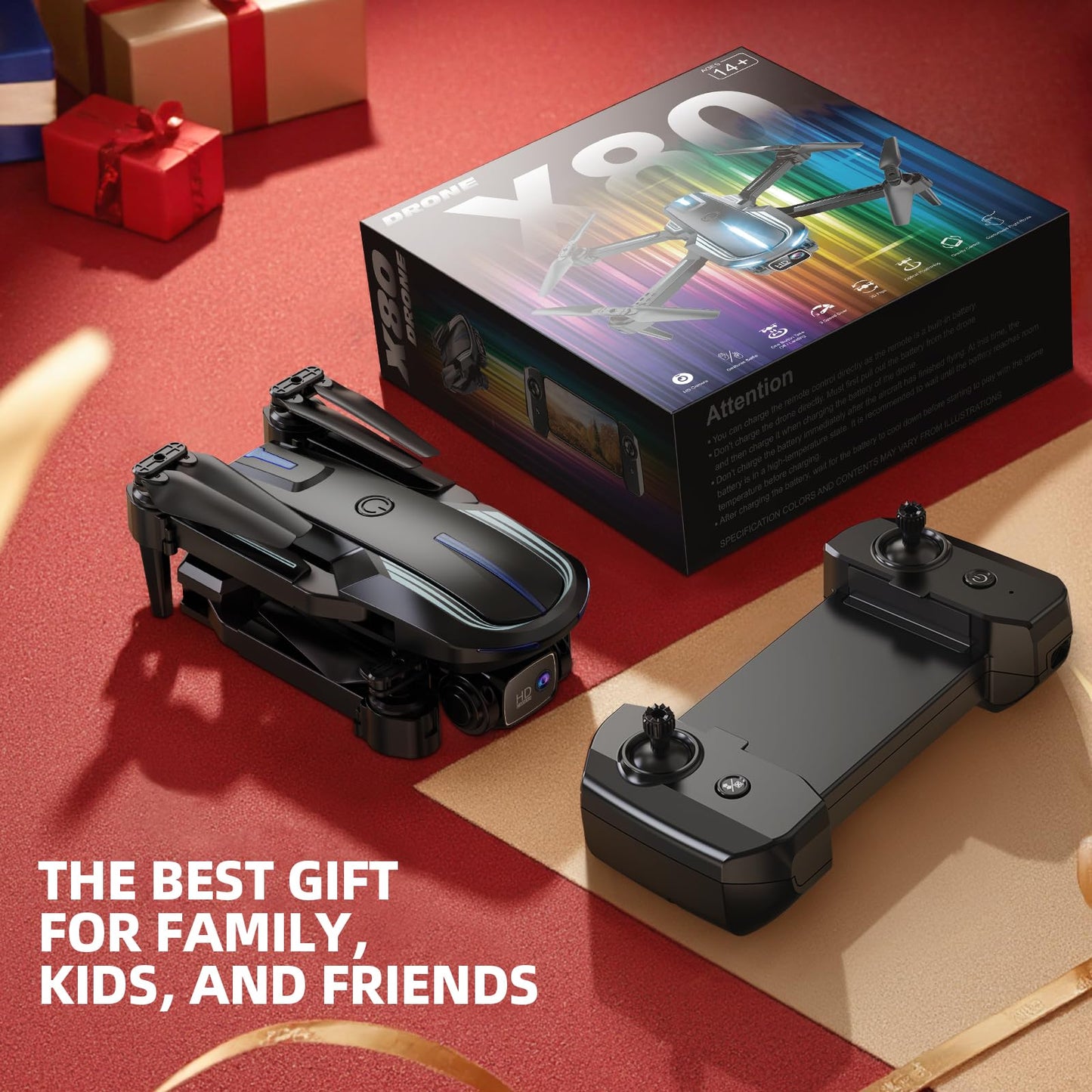 Drone with Camera 1080P HD FPV Foldable Mini Drone for Beginners Kids Adults, Drone with One Key Take Off/Landing, Gesture Selfie, Altitude Hold, 3D Flip, Easy to Fly, 2 Batteries, Toys for Boys Girls