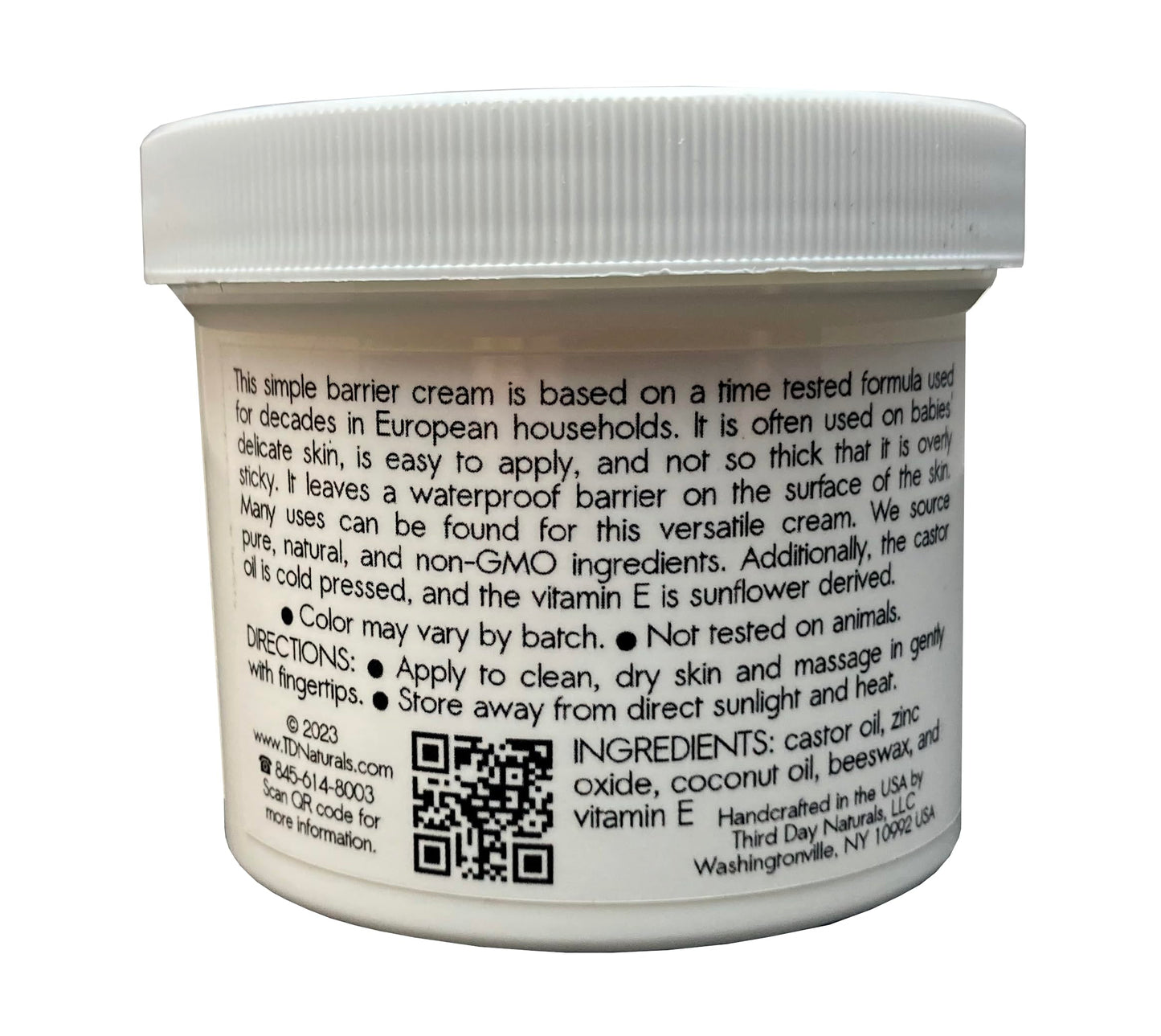 TD Naturals Zinc and Castor Oil Cream - Non-Nano and Non-Gmo Barrier Cream 4.5 oz