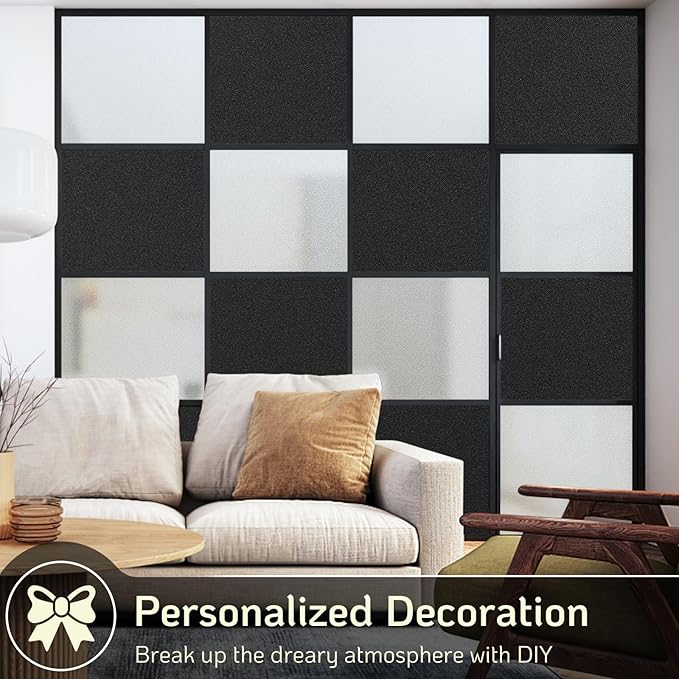 LUTE Blackout Window Film, Room Darkening Sun Light Blocking Window Tint for Day Sleep Black Out Shades, Frosted Privacy Coverings for Glass,UV Blocking Blackout Clings, 35.4" X 78.7"