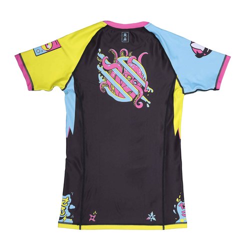 Sanabul Ronin Short Sleeve Jiu Jitsu MMA Training BJJ Rash Guard - Octochoke BLU/YEL/BLK, X-Large