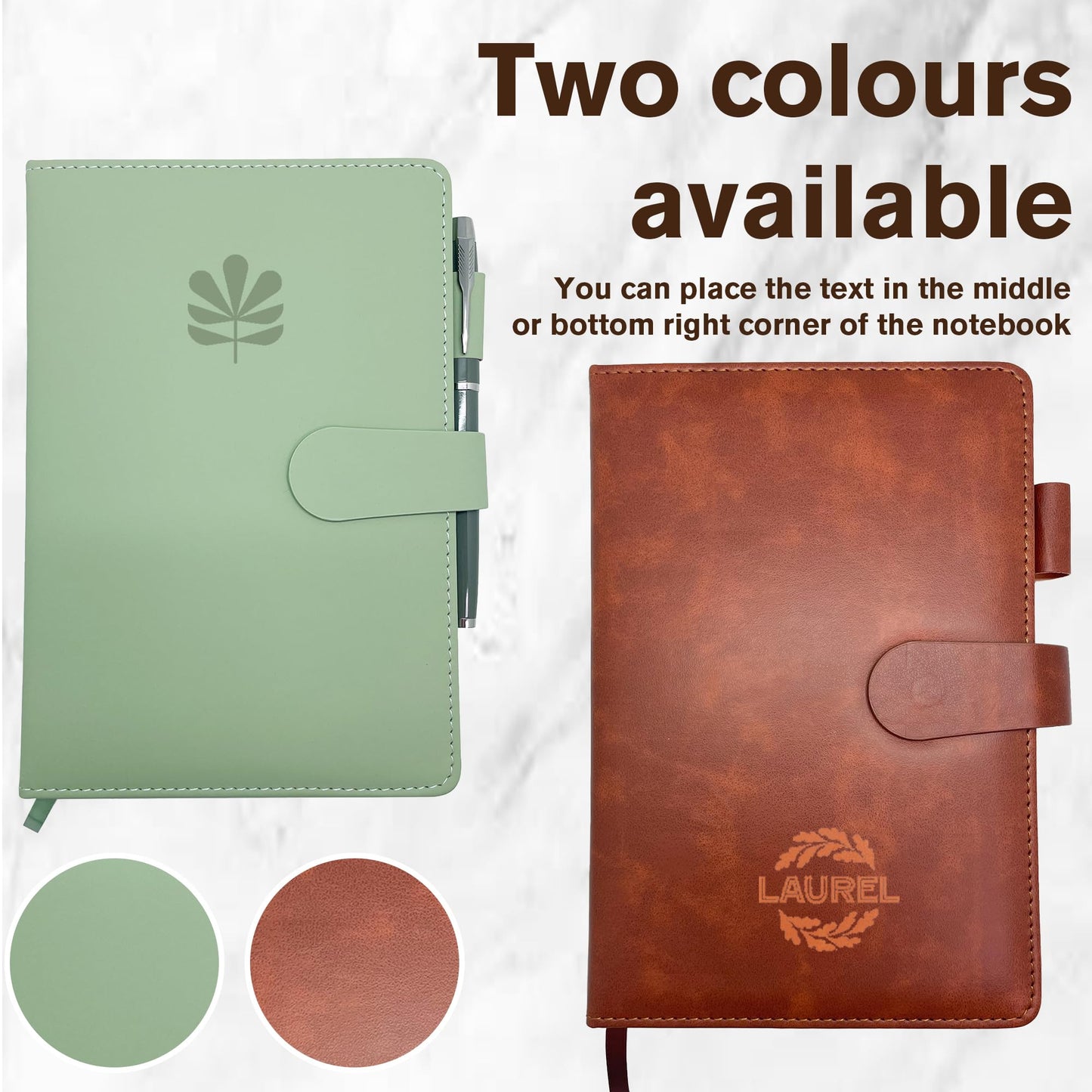 Personalized Notebook with Pen and Gift Box, Custom Logo Leather Journal, Gifts for Women Men, Engraved Journals To Write In, Birthday, Best Friend, Mom, Sister, Corporate, Business Gift (Logo-Brown)