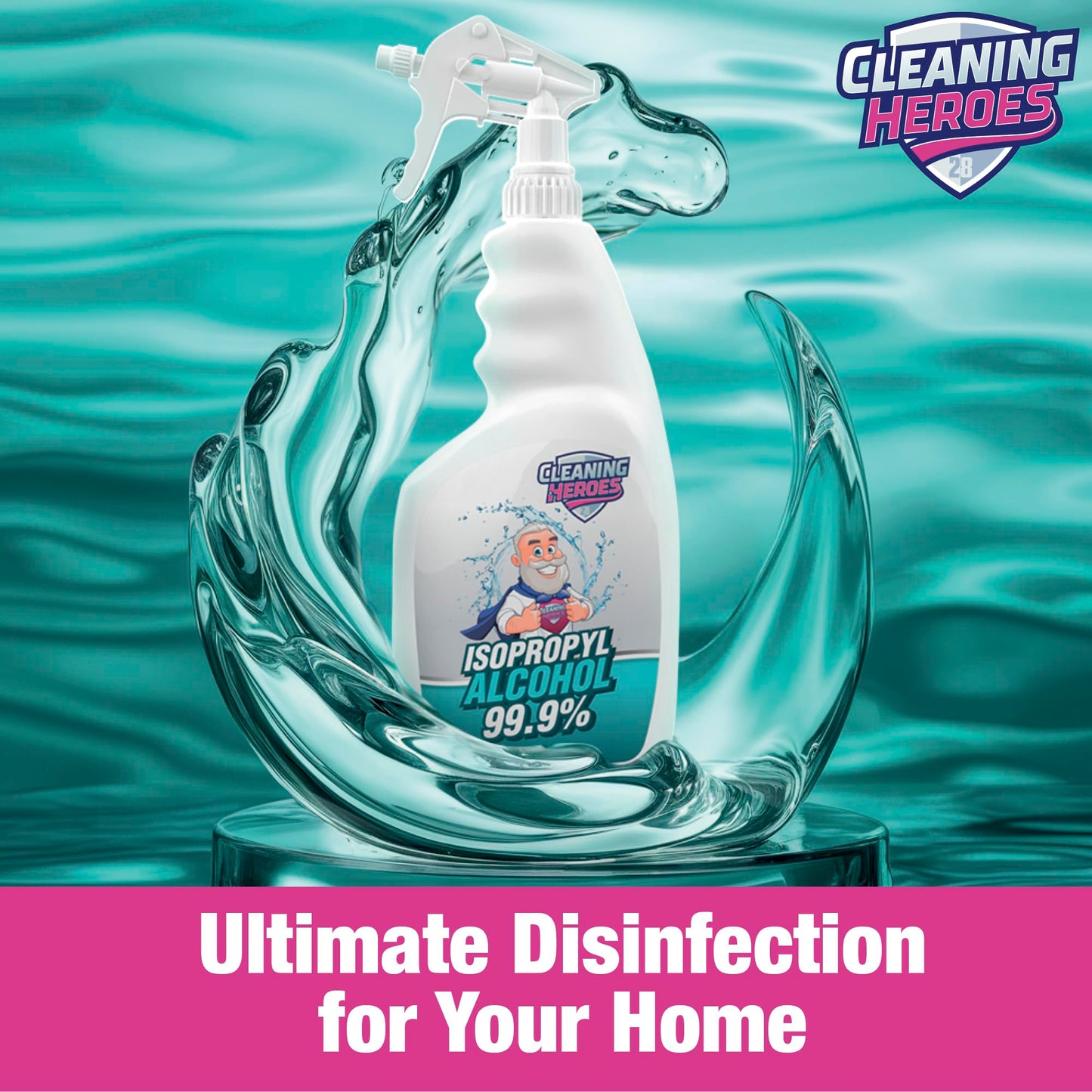 CLEANING HEROES 99% Isopropyl Alcohol Spray, 32 Fl. Oz - Ultimate Rubbing Alcohol Cleaner for Electronics, Wounds, and Household Use