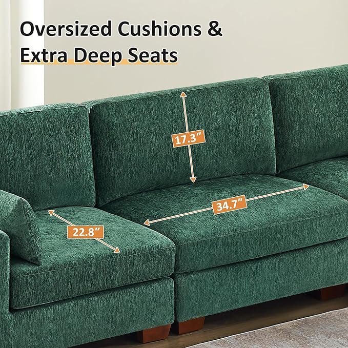 VANOMi Large Modular Sectional Sofa, Oversized Couch with Ottoman, Cloud Couch Deep Seat Sofa with Thick Cushion, Convertible Sectional Couches for Living Room Office Apartment