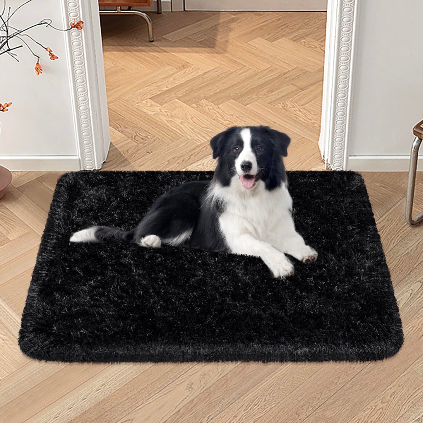 Small Fluffy Rugs for Bedroom 2x3 Black Shaggy Area Rug Soft Plush Fuzzy Fur Bedside Throw Rug for Living Room Boys Kids Nursery Baby Room Home Decor Aesthetic Carpets