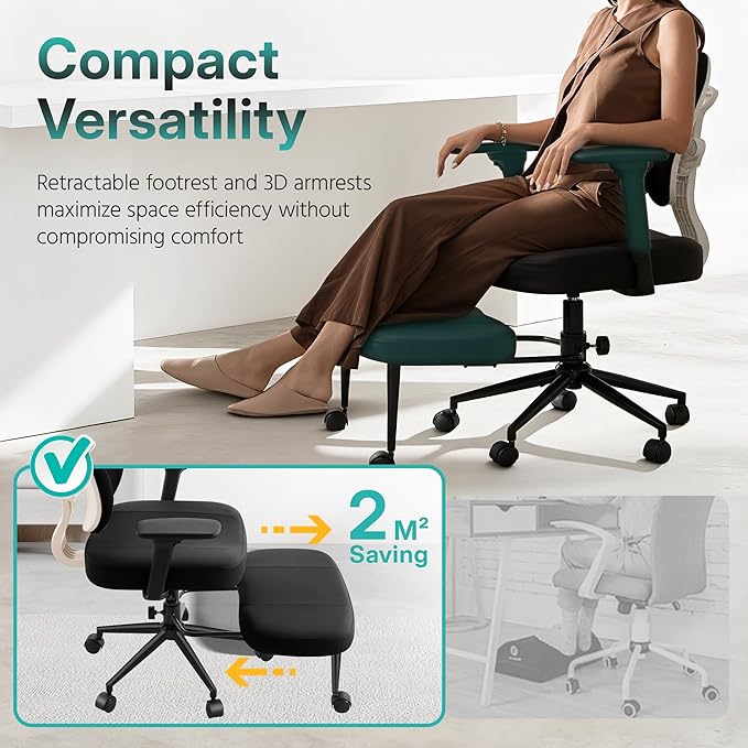 Criss Cross Office Chair with Armrest Wheels & Stretchable Rotating Footrest, Ergonomic Cross Legged Swivel Chair with Back Support& Adjustable Height for Yoga Kneeling Meditation Home Office