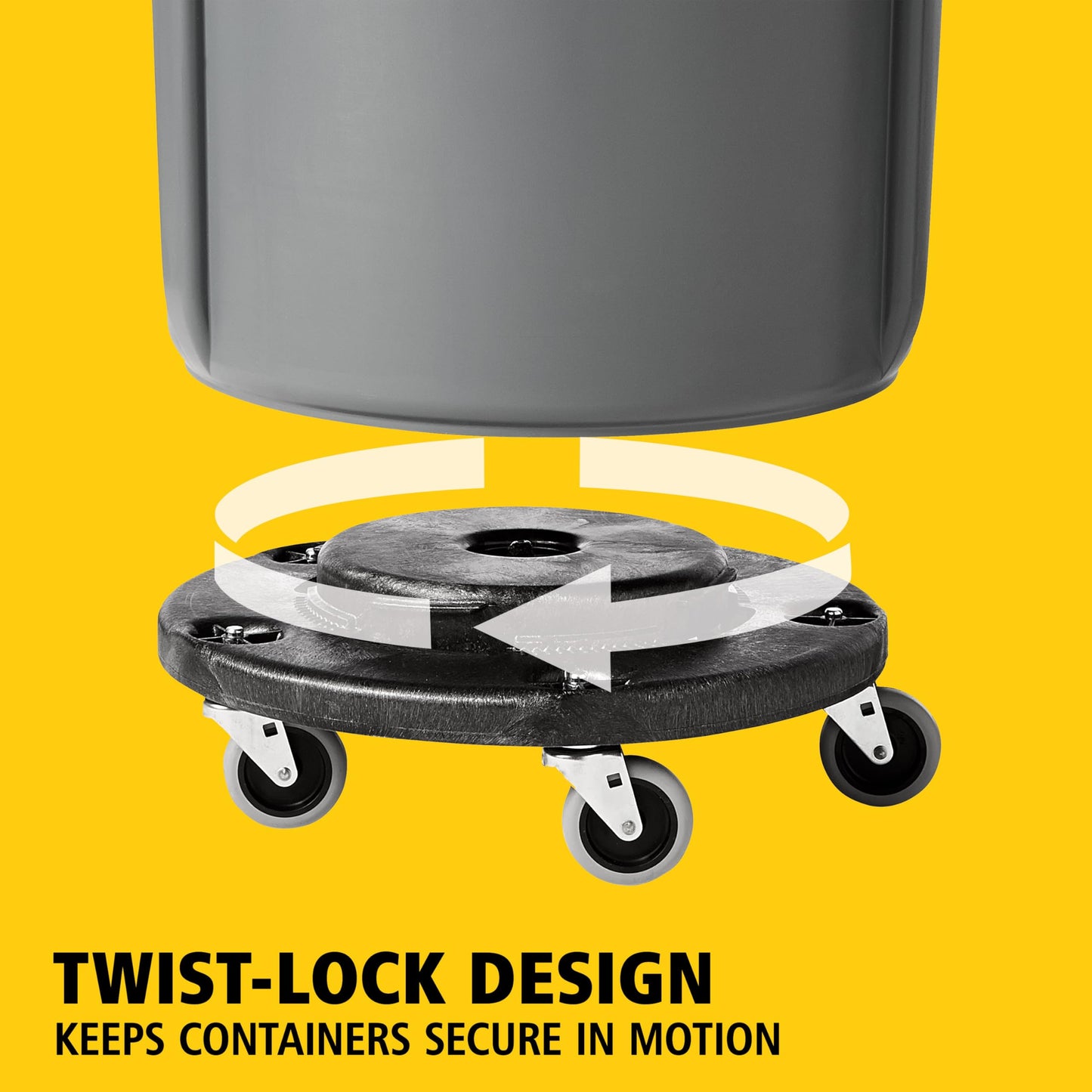 Rubbermaid Commercial Products BRUTE Dolly Black Fits 20 gallon, 32 gallon, 44 gallon, and 55 gallon BRUTE Containers, for Restaurants/Back of House/Offices/Warehouses/Airports/Commercial Environments