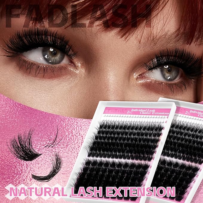 FADLASH Cluster Eyelash Extensions with Bottom Lash Clusters 100D 200D Individual Lashes 12-18mm Eyelash Clusters Fluffy DIY Lash Extensions 3D Effect (100D+200D-12-18mm)