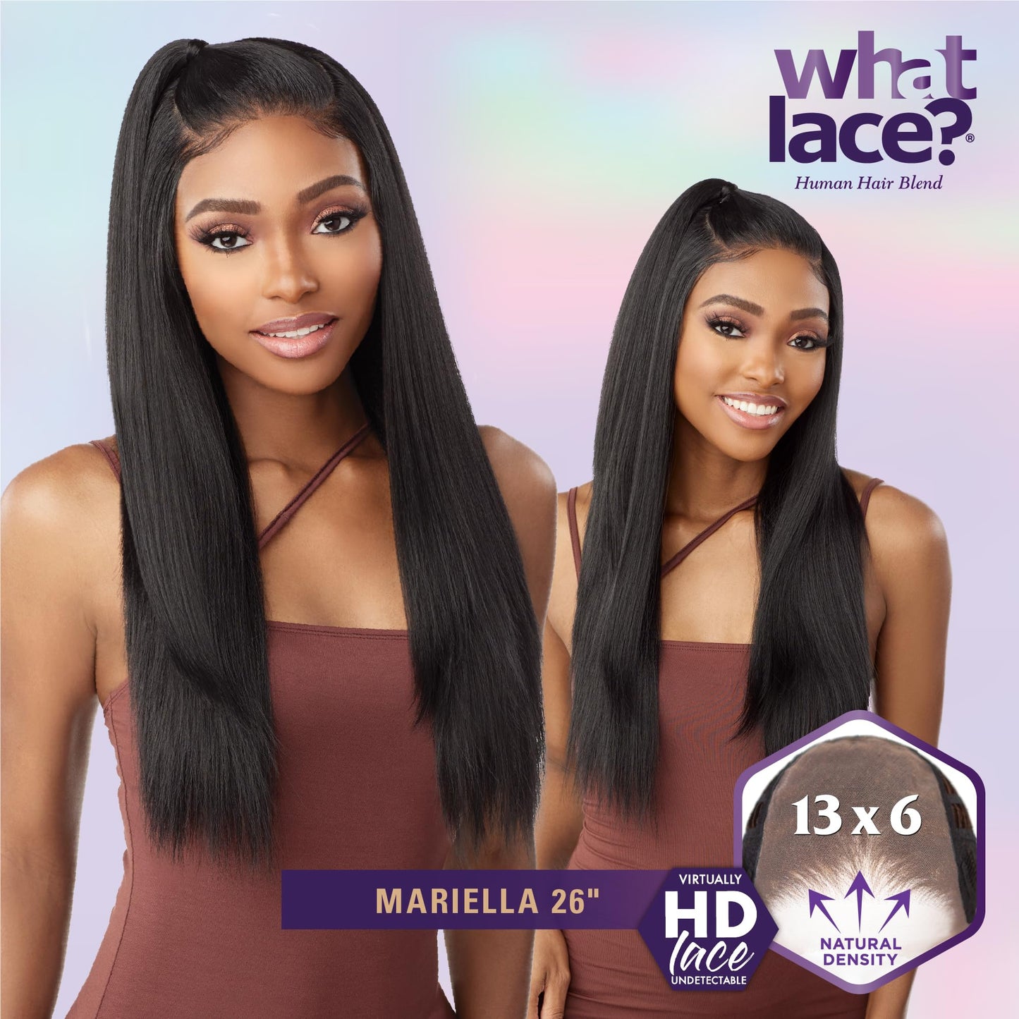 Sensationnel What Lace 13X6 Wigs - Mariella 26 Inch Human Hair Blend Lacefrontal Glueless Synthetic With Natural Density Prepluc