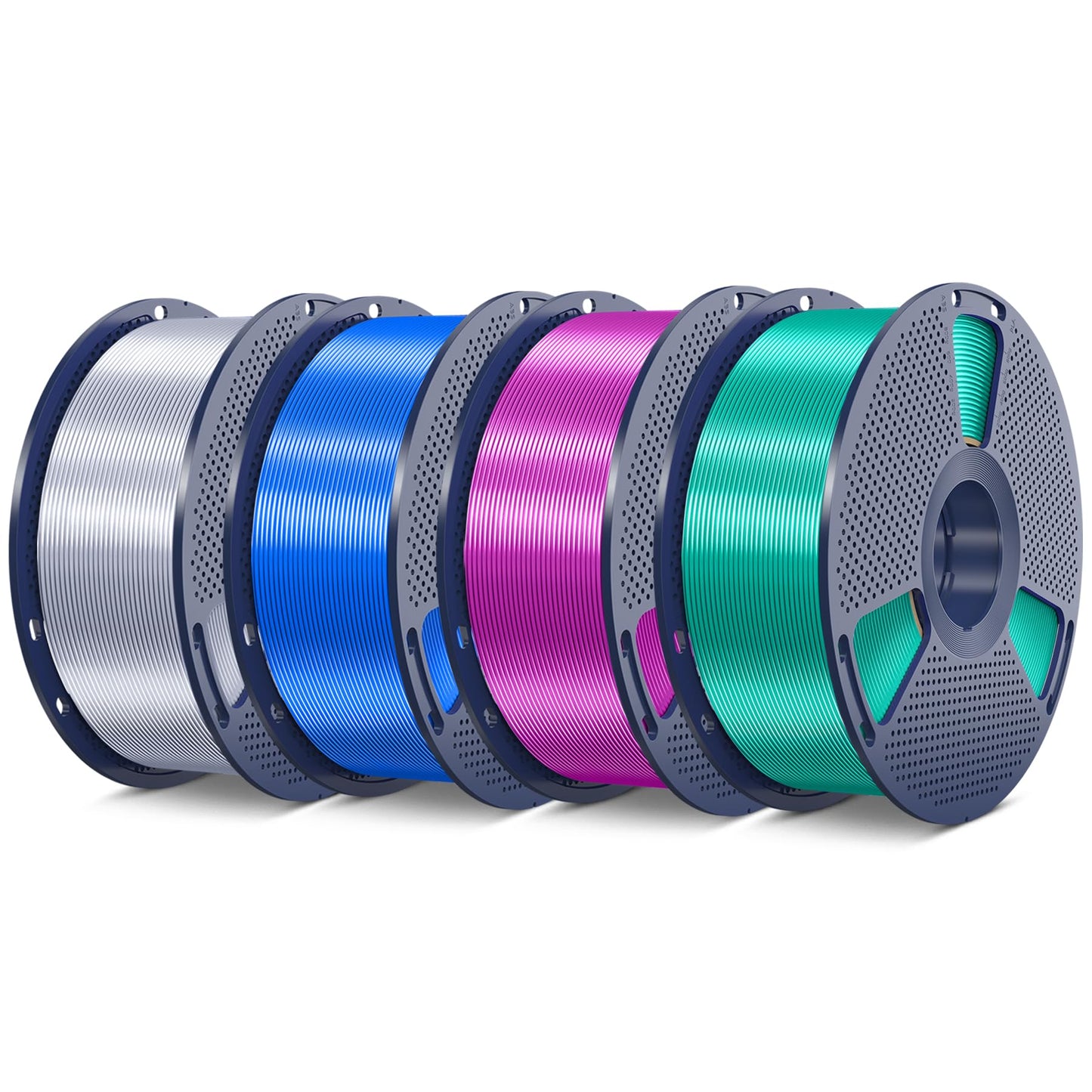 SUNLU Silk PLA Plus Filament 4kg Bundle, Shiny Silk Surface PLA+ 3D Printer Filament 1.75mm 0.02mm, Glossy 3D Printing Filament,