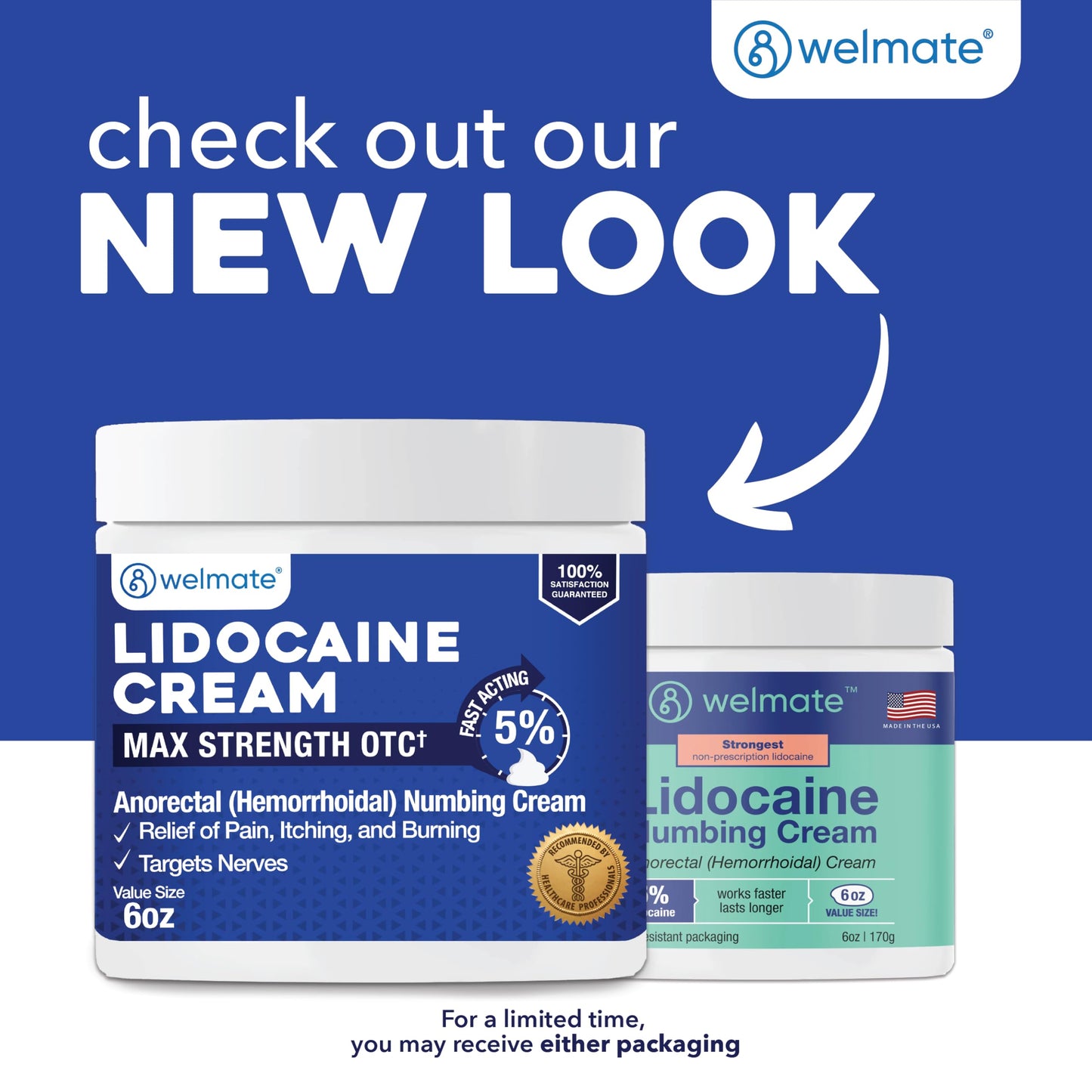 WELMATE 5% Lidocaine Cream for Hemorrhoids, 6 oz Jar – Fast-Acting Lidocaine Numbing Cream & Topical Analgesic Cream for Anorectal Itch Relief