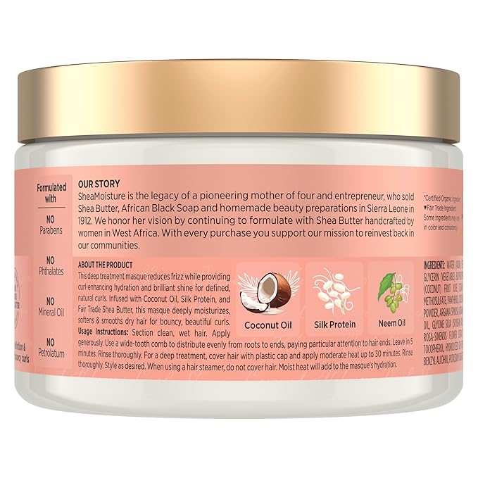 SheaMoisture Hair Mask Coconut & Hibiscus for Dry Curls Hair Mask with Shea Butter 11.5 oz