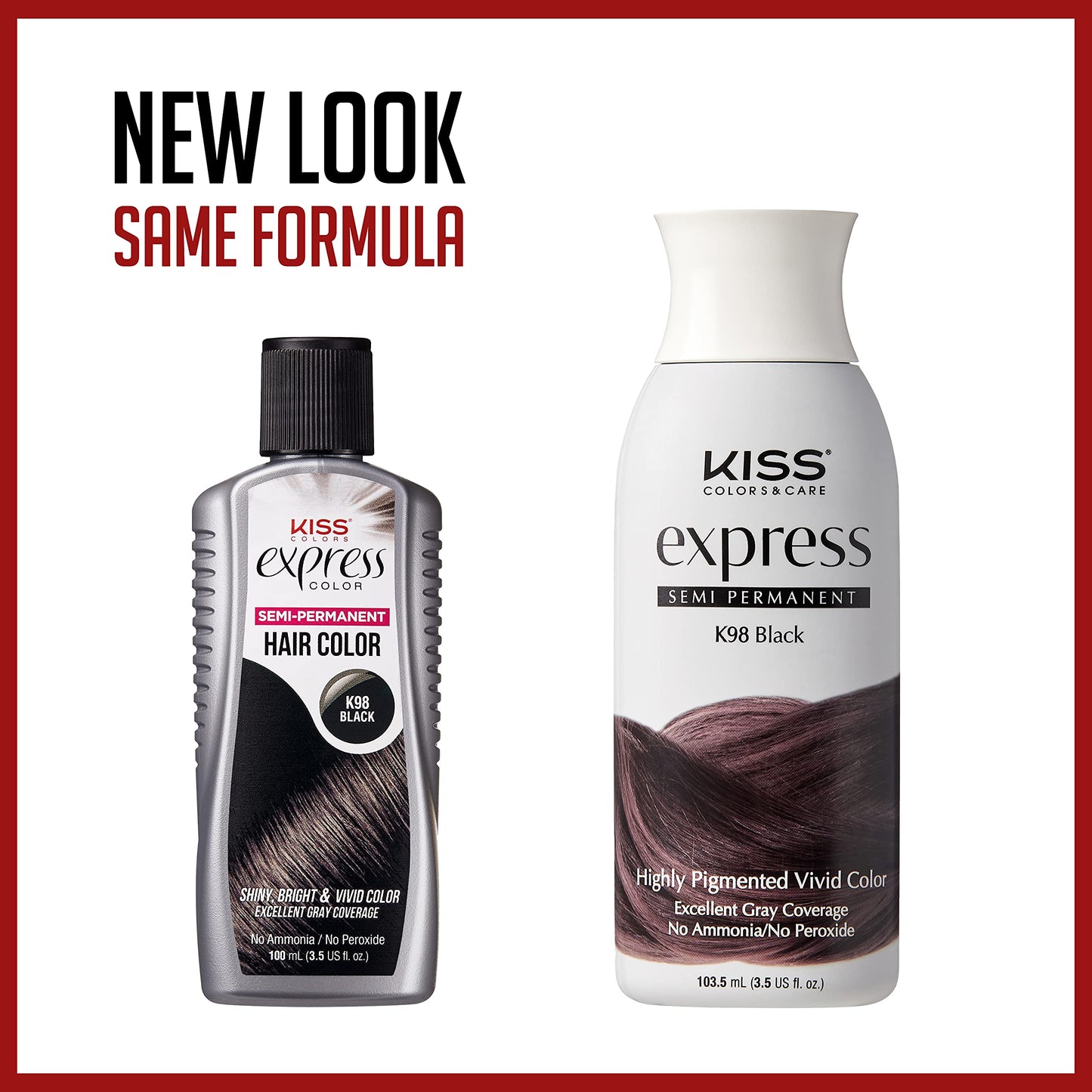 Kiss Express Semi-Permanent Hair Color - Vivid, Highly Pigmented Dye for Vibrant Hair, Gentle Formula, Gray Coverage, pH Balance