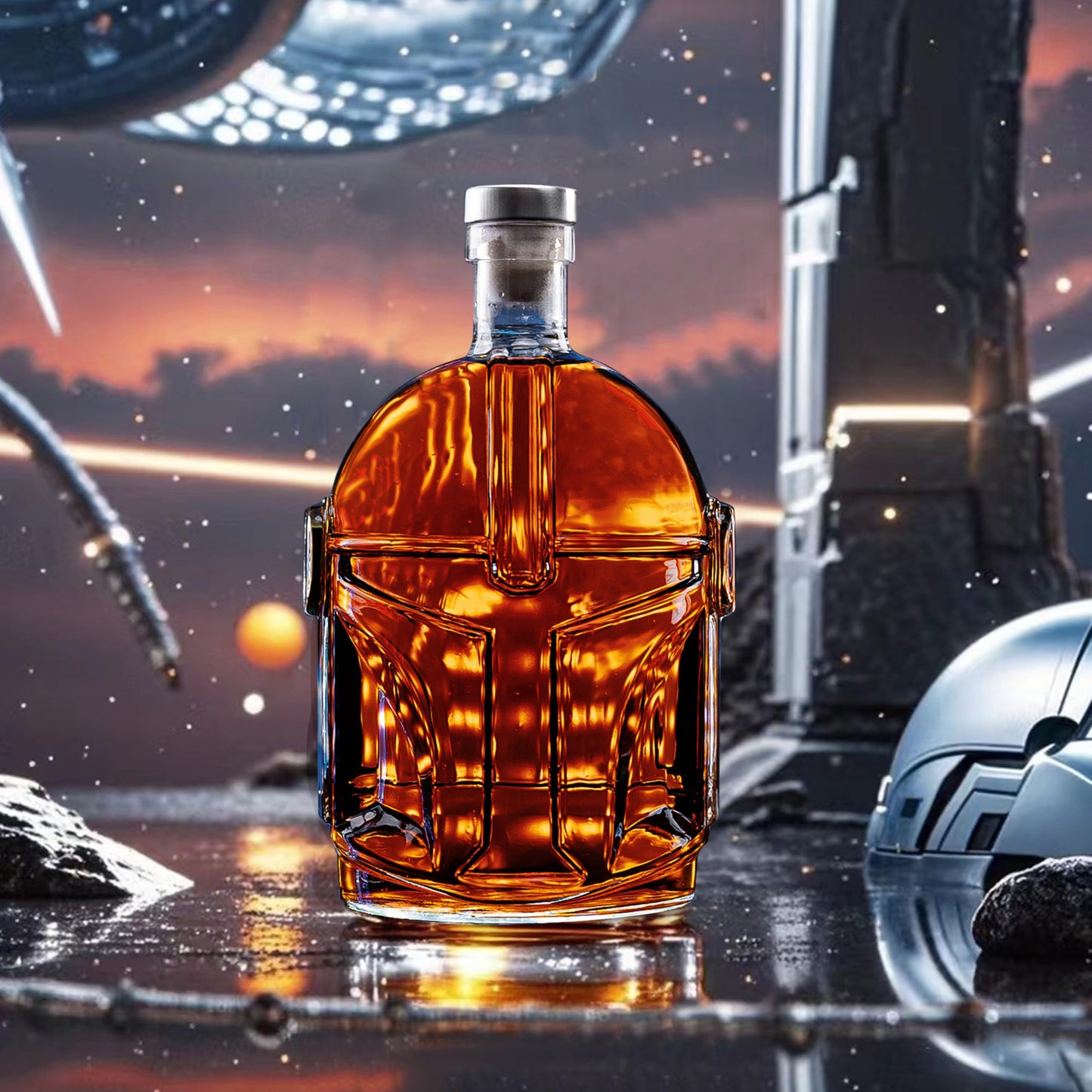 Space Helmet Shaped Whiskey Decanter Set with 2 Wine Glasses, Whiskey Stones for Bourborn, Liquor, Scotch, Birthday Day Gifts for Men Father Women