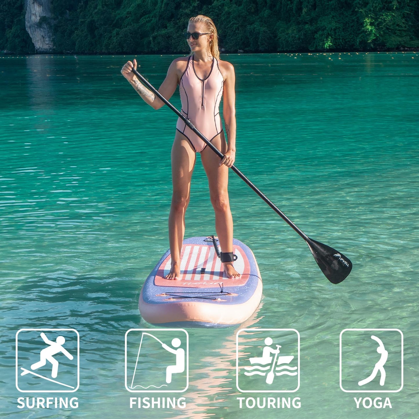 UPWELL Inflatable Stand Up Paddle Board Premium SUP Paddle Boards for Adults, 10’2” Blow up Paddle Boards 6” Thick, Purple