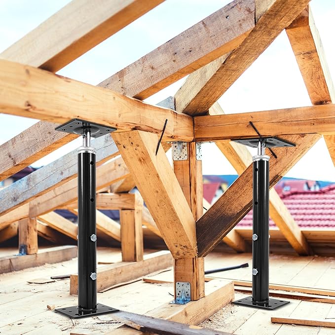 Yaocom 2 Pcs Adjustable Jack Post, 19"-36" Height Range, Basement Floor House Screw Jacks for Lifting Joist Beam Brace for Cellar Ceiling, Center Point Load Capacity 11023 Lbs (Black)