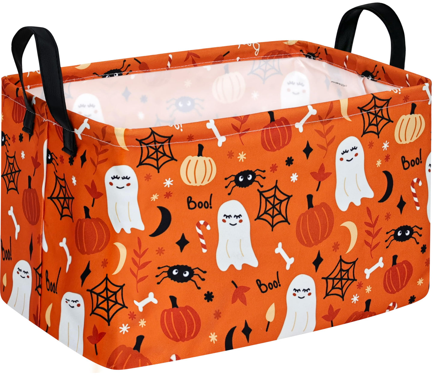 DUYIY Pumpkin Ghost Halloween Rectangle Kids Gift Storage Basket Shelf Storage Basket Organizer Box Clothes Laundry Hamper Toys Nursery Basket Baby Laundry Basket with Handles