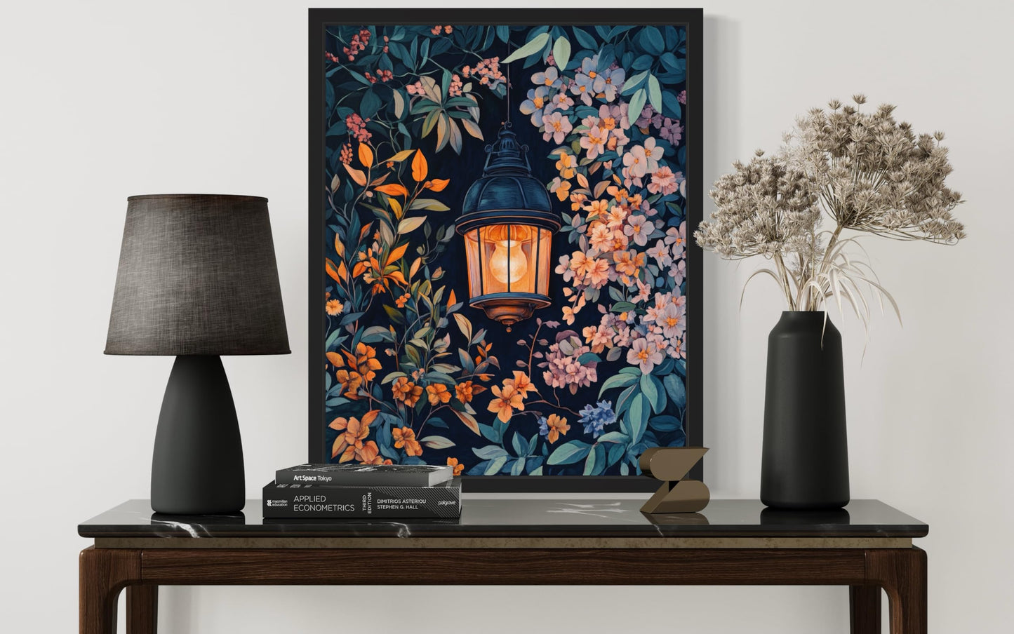 Lantern Art Print Poster, William Morris Style Retro Mid Century Botanical Victorian Dark Academia Gothic Decor Gallery 10a (Lantern, 8 x 10 inches, Unframed)