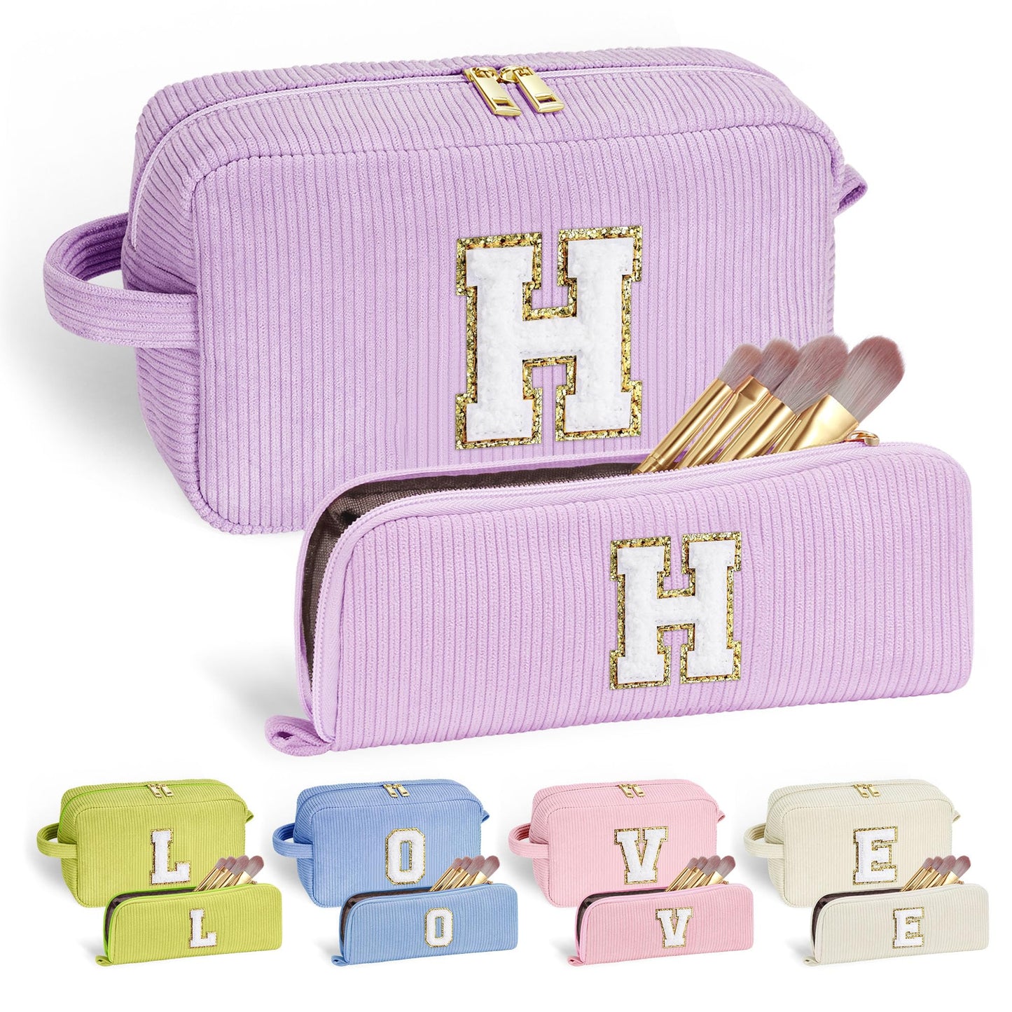 YOOLIFE Sister Birthday Gifts - Personalized Makeup Bag Cosmetic Bags for Women 18th 21th 30th 40th 50th 60th Birthday Gifts for Her Women Daughter Sister Girlfriend Gifts for Her Female Letter H