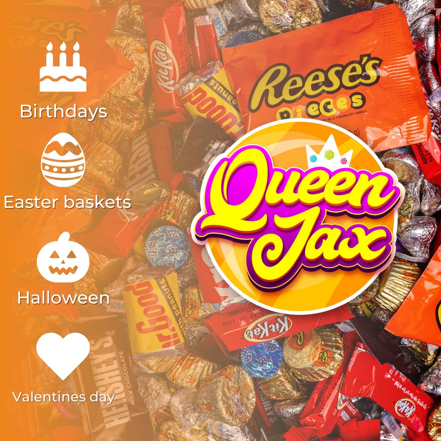 Chocolate Candy Variety Pack- 2 Lb - Dark & Milk Candies and More! Halloween Bulk Bar, Individually Wrapped by Queen Jax