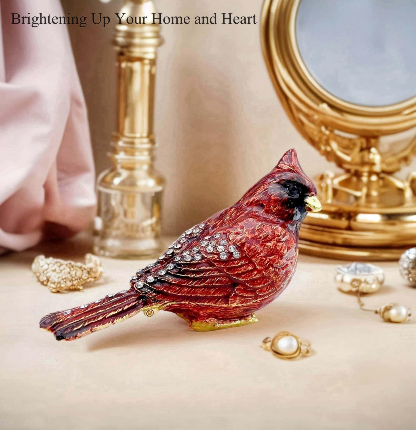JWT Astyle Luxury Red Cardinal Bird Gifts Jewelry Trinket Boxes Hinged.Decorative Keepsake Ring Box.Necklace Rings Earrings Organizer.Bird Figurines Accents Home Decor Gifts for Women.