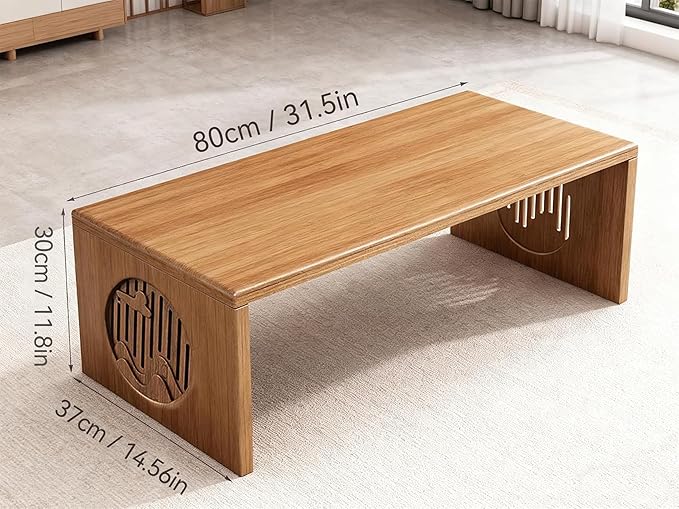Ekjkldo Japanese Folding Coffee Table, Low Coffee Table for Sitting on The Floor, Japanese Floor Table No Assembly Small Coffee Tables for Living Room Tatami Tea Room Dining Bedroom 31.5 Inch