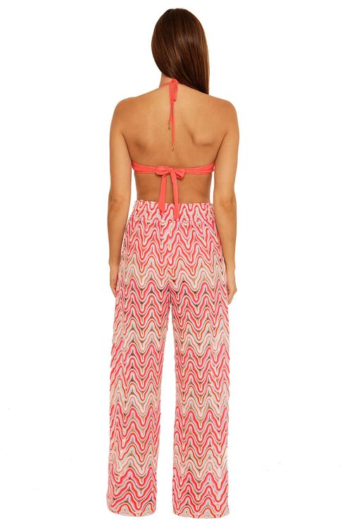 Trina Turk Women's Standard Tie Front Pant, Multi, X-Large