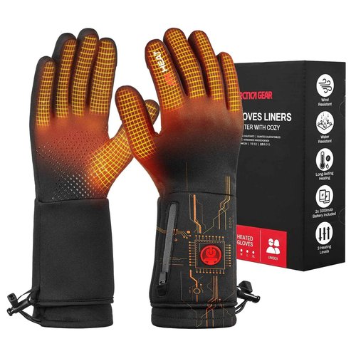 Antarctica Gear Winter Liners Heating Gloves for Men and Women, Rechargeable 3200mAh Battery, Hand Warmers for Cold Weather (M)