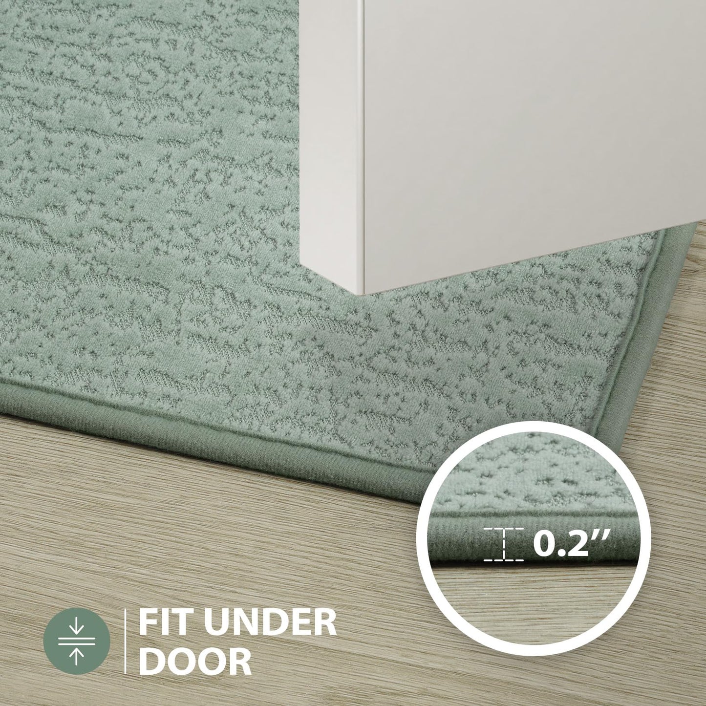 Uphome Bath Mat,Ultra Thin Bathroom Rugs,Rubber Bath Mats for Bathroom,No Slip Bath Rugs,Quick Dry,Machine Washable,Low Pile,Absorbent,for Bath Sink Tub Shower,Green,20x30 Inch